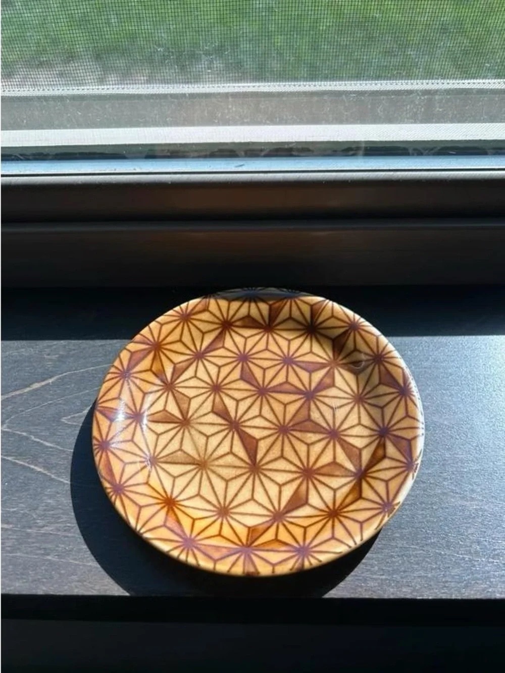 Sakura Brown and Gold Geometric Ceramic Plate